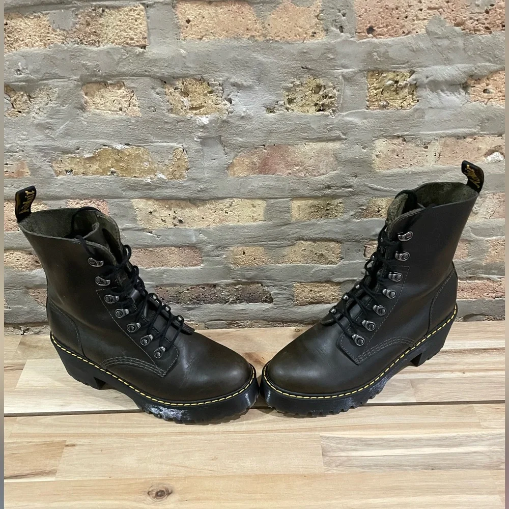 Dr. Martens Leona Platform Ankle Boots, Size 9, Dark Taupe - Picture 7 of 8
